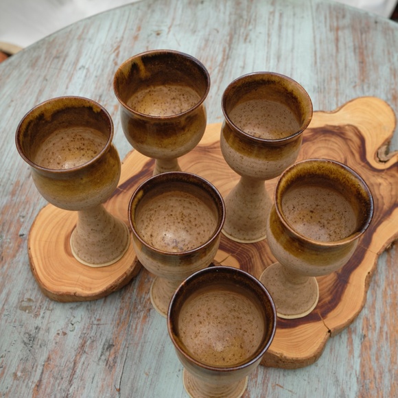 Vintage Geele Studio Pottery Goblets / Cordials - Set of Six (6) - Picture 9 of 10